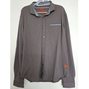 Sam Malouf Men’s Sport Fit Casual Button Up Long Sleeve Shirt, L, Grey